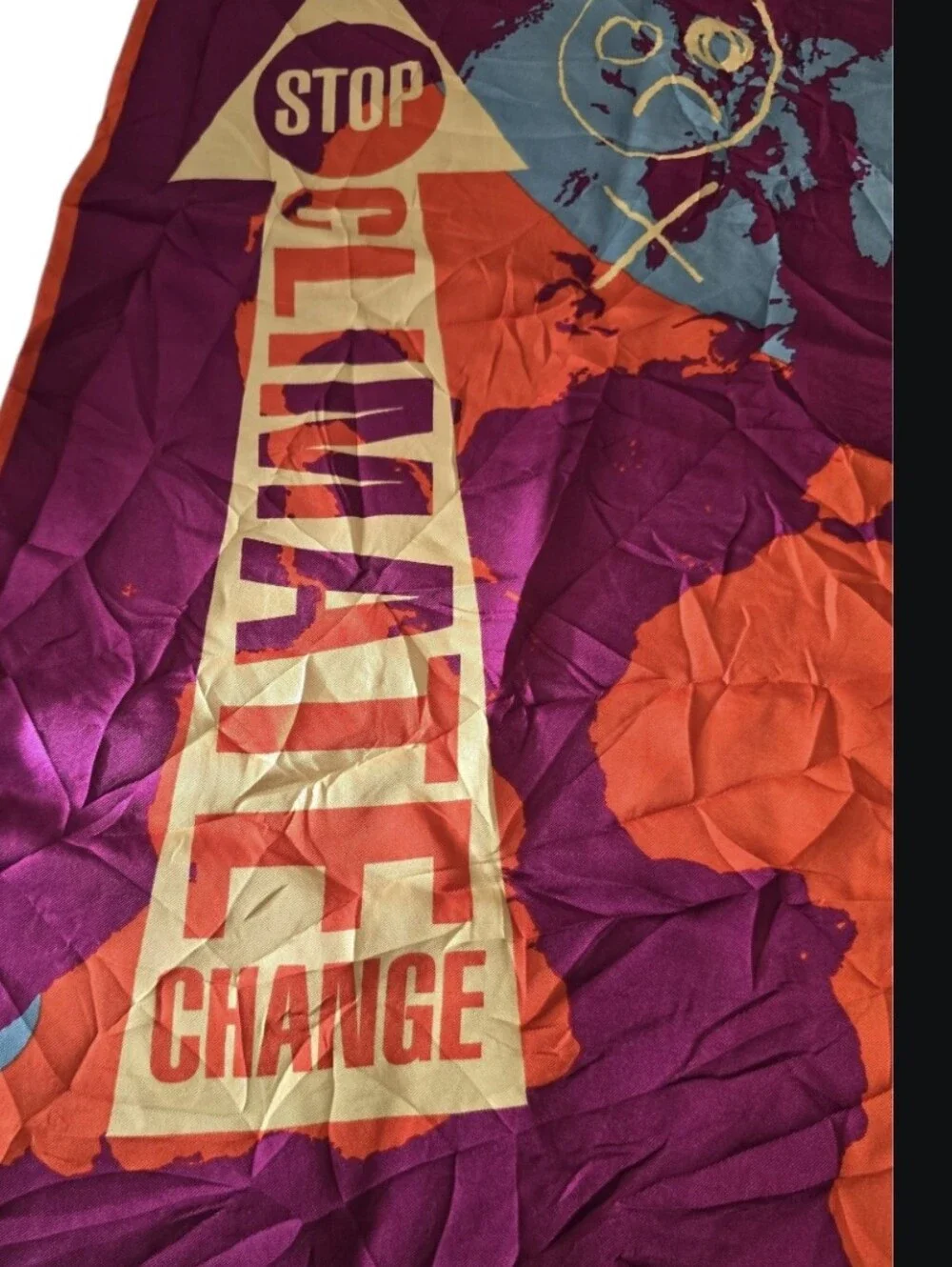 Vivienne Westwood Vintage Climate Revolution World Map Silk Scarf In EUC
